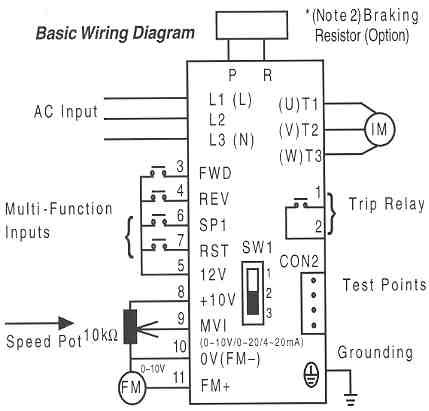 Saftronics S10 AC Micro Drives Basic Wiring Diagram.