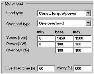 The most important motor load data for harmonics calculation is the base power in kW.