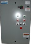 Operator devices mounted on drive cabinet door for Crawner Electric.