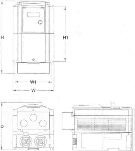 Saftronics - CV10 - Compact Vector AC Drive - Dimensions Frame 2 - NEMA 1