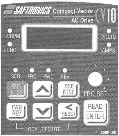 Saftronics - CV10 - Compact Vector AC Drive LED Keypad with Speed Pot.