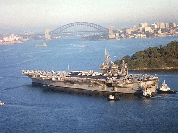 Sidney, Austrailia, Apr. 5, 2001 - USS Constellation (CV 64) arrives in the port of Sydney, Australia, for a visit prior to continuing on to the Arabian Gulf.