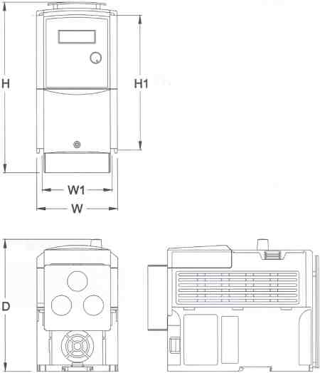 Saftronics - CV10 - Compact Vector AC Drive - Dimensions Frame 1 - NEMA 1