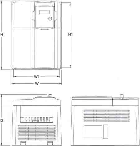Saftronics - CV10 - Compact Vector AC Drive - Dimensions Frame 3 - IP20 (Open Chassis)